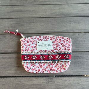 Vintage VERA BRADLEY Red Delft Zipper Cosmetic Case White and Red Floral